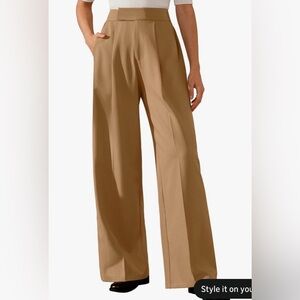 Amazon Wide-Leg High-Rise Pants in Camel Brown